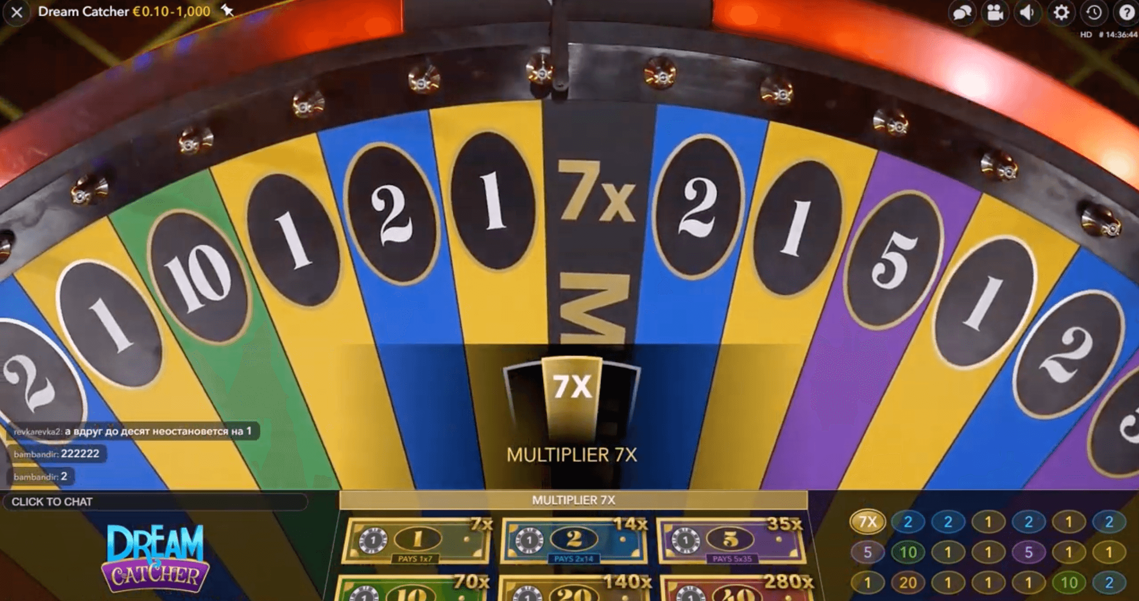 Cotes et paiements de Dream Catcher en direct image